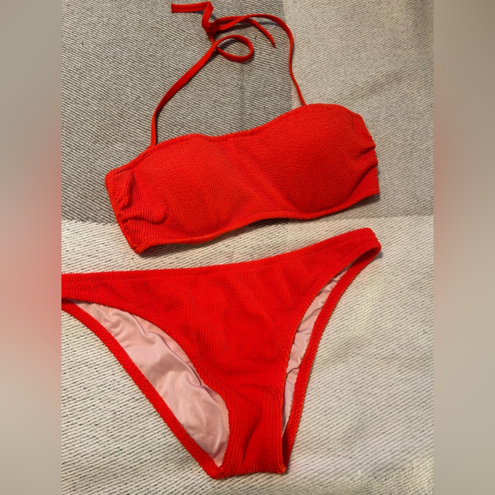 Sun & Shore Bright Pink/Coral Ribbed Bikini